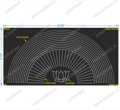 NEW DESIGN HALF CIRCLE 4X8 FEET 12X124 HOLES, 16X32HOLES, 102LOUTS TOTAL HOLES=2102 (2 PARTS)