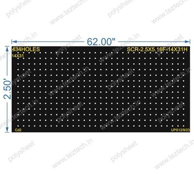 SCR328 2.5X62&quot; FEET 14X31 HOLES SCREEN TOTAL HOLES=434