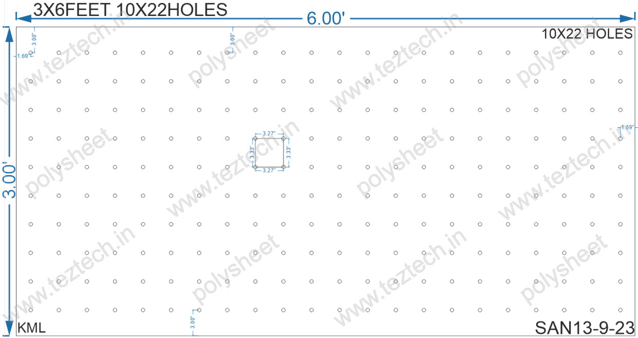 SCR407	 3X6 FEET 10X22 HOLES SCREEN TOTAL HOLES=220