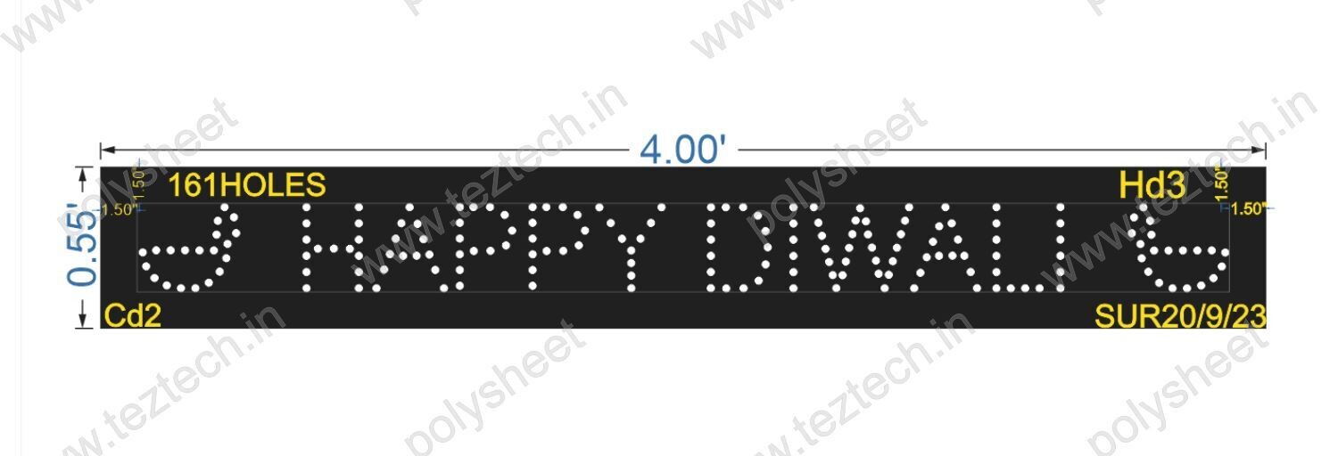 HD3 HAPPY DIWALI 0.55X4 FEET 161 HOLES