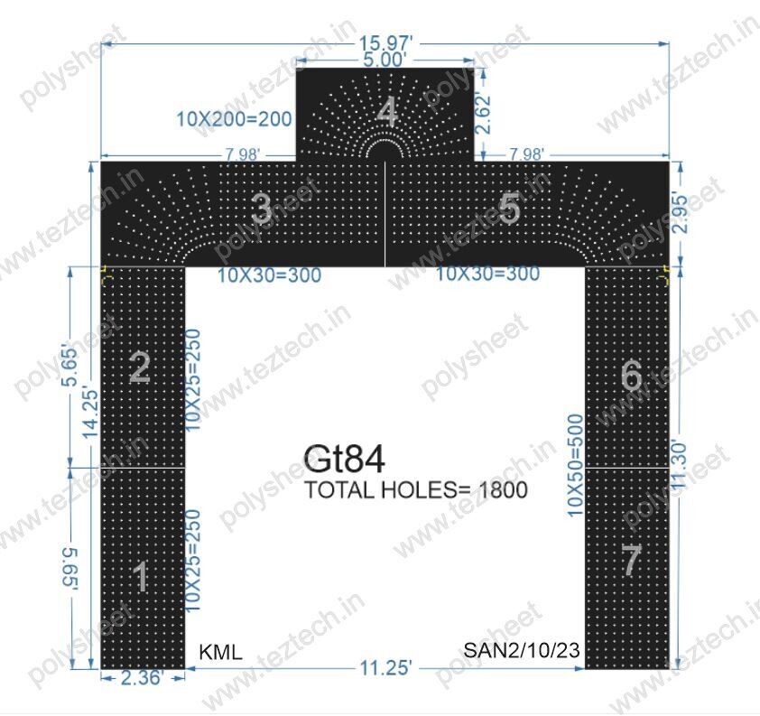 GT84 GATE 14.25x15.97 FEET TOTAL HOLES 1800 (7PARTS)