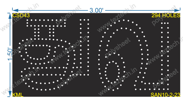 CSD43 CUSTOM DESIGN 1.5X3 FEET 294HOLES