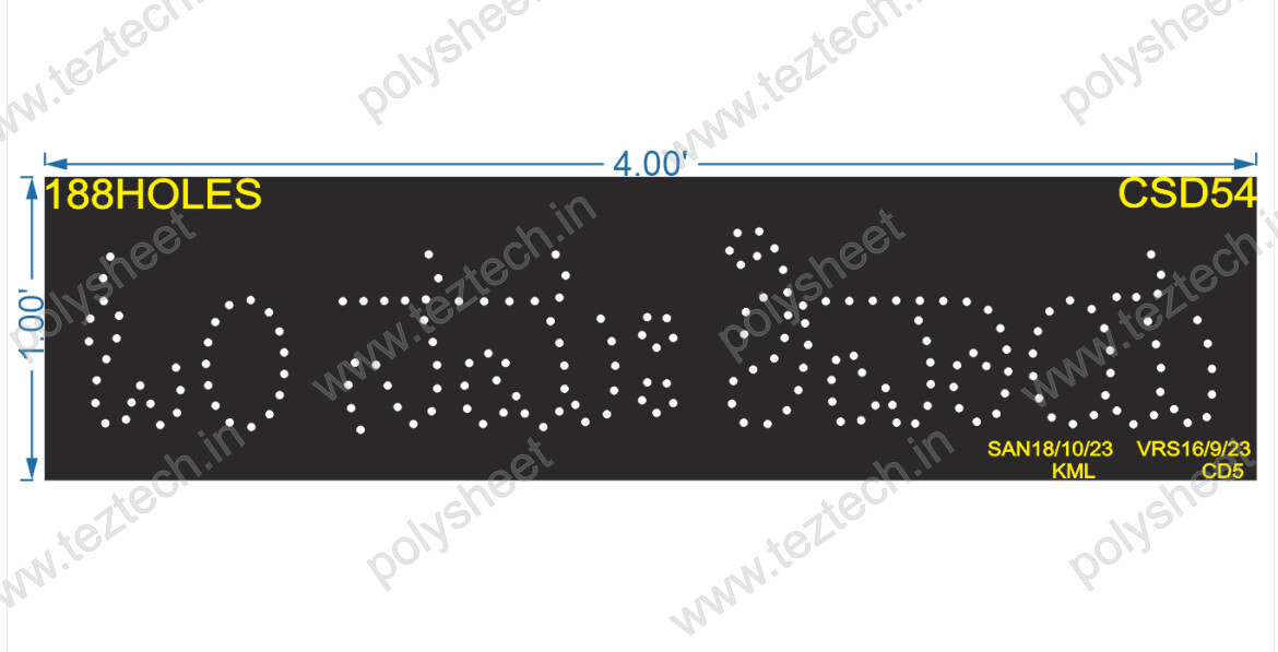 CSD54 CUSTOM DESIGN 1X4 FEET 188 HOLES