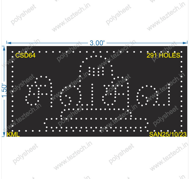 CSD64 NAME BOARD 1.5X3 FEET 291HOLES