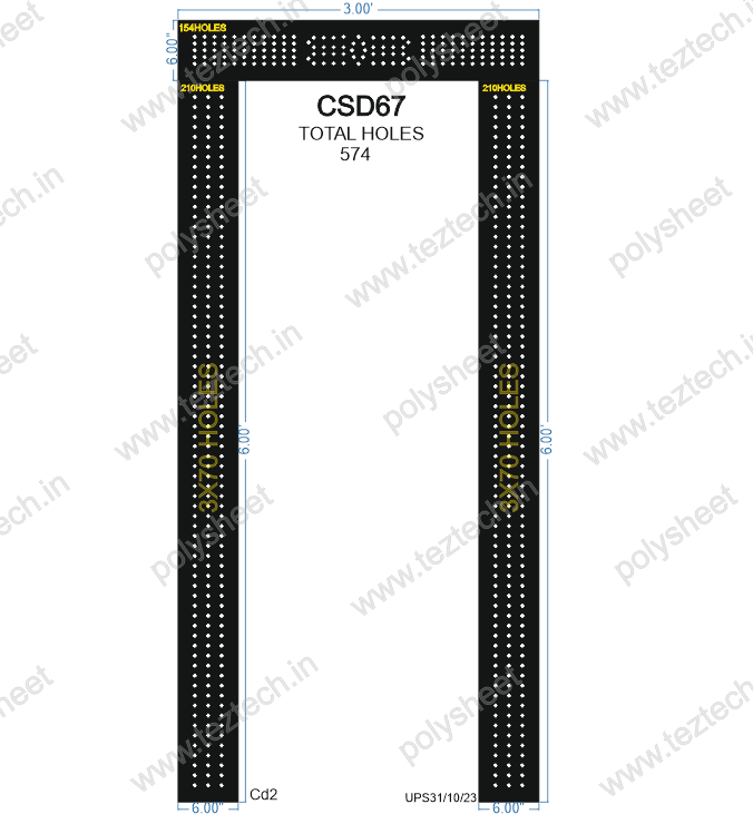 CSD67 CUSTOMISED GATE 6inX6 FEET 574 HOLES