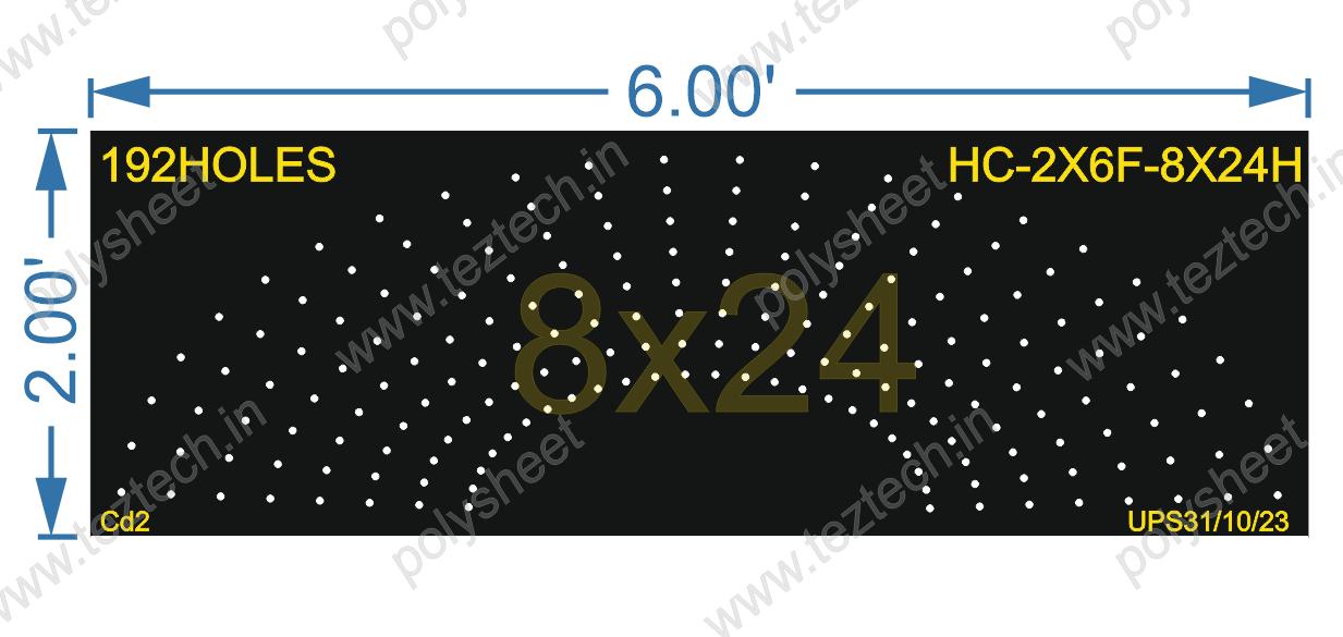 HCR19	2X6 FEET 8X24 HOLES HALF CIRCLE TOTAL HOLES=192