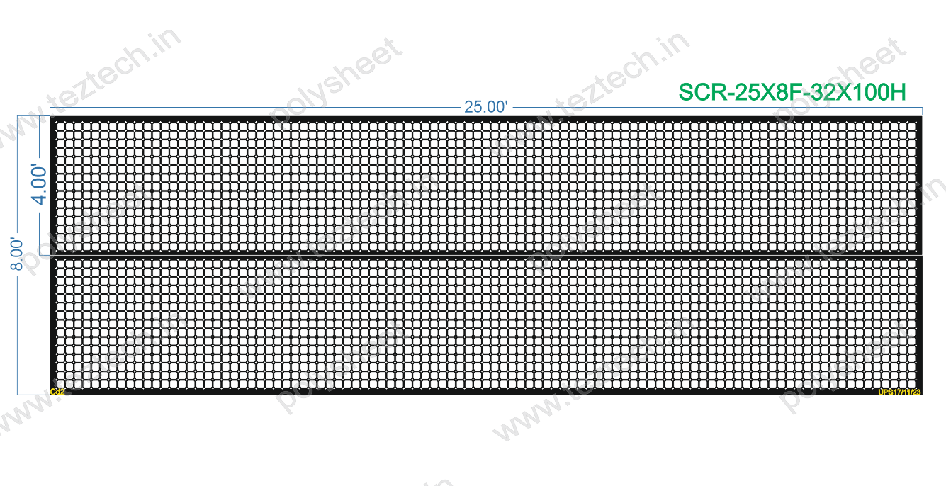 SCR281 25X8 FEET 32X100 HOLES SCREEN TOTAL HOLES=3200