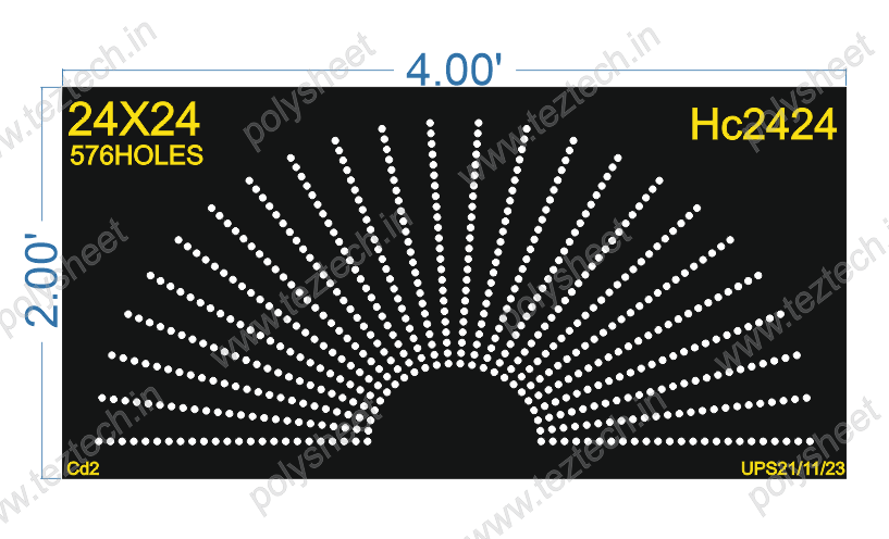 HCR13	2X4 FEET 24X24 HOLES HALF CIRCLE TOTAL HOLES=576