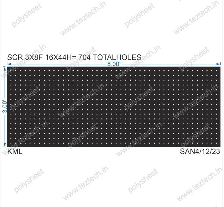 SCR132 3X8 FEET 16X44 HOLES SCREEN TOTAL HOLES=704