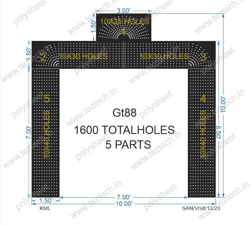 GT88 GATE  10X10 FEET TOTAL 1600HOLES (5 PARTS)