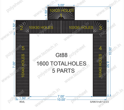 GT88 GATE  10X10 FEET TOTAL 1600HOLES (5 PARTS)