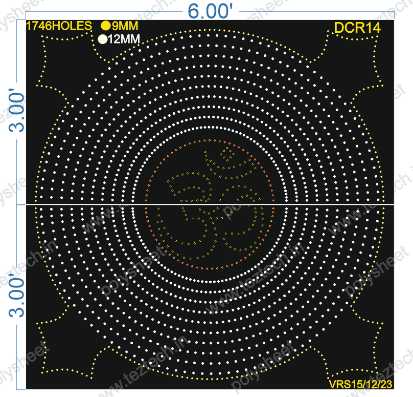 DCR14 DESIGNER CIRCLE 6X6 FEET TOTAL 1746 HOLES  CR-10X120HOLES