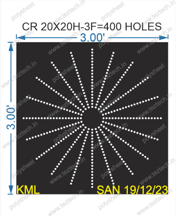 CRC59	3X3 FEET 20X20 HOLES CIRCLE POLYSHEET