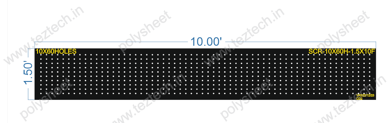 SCR68 1.5X10 FEET 10X60 HOLES SCREEN TOTAL HOLES=600
