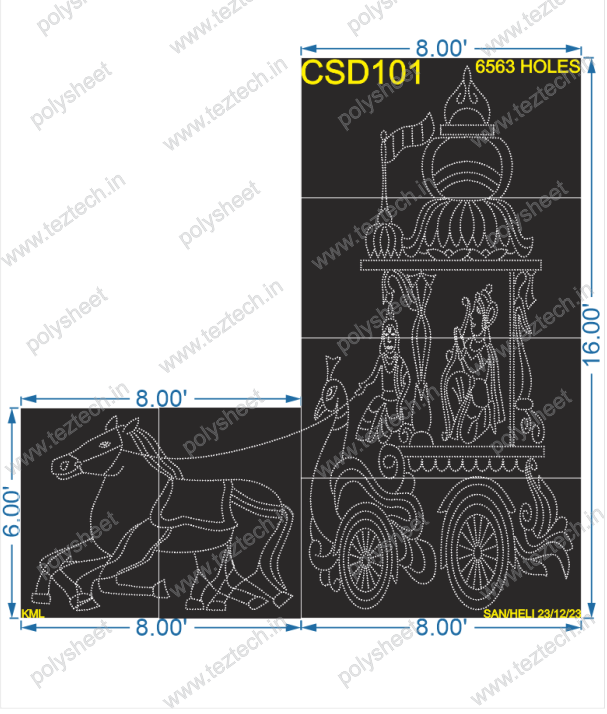 CSD101 CUSTOM DESIGN 16X8FEET (4 PARTS) AND 6X8FEET (2PARTS) 6563HOLES