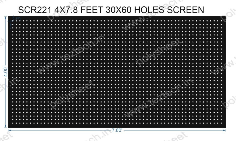 SCR221	4X7.8 FEET 30X60 HOLES SCREEN TOTAL HOLES=1800