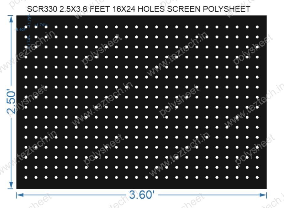 SCR330	2.5X3.6 FEET 16X24 HOLES SCREEN TOTAL HOLES=384