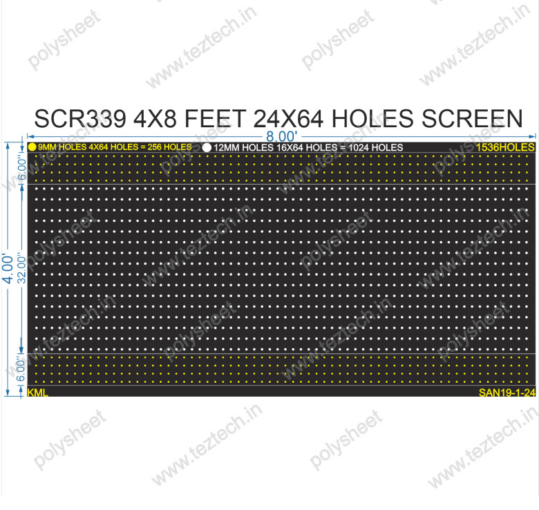 SCR339 4X8 FEET 24X64 HOLES SCREEN TOTAL HOLES=1536