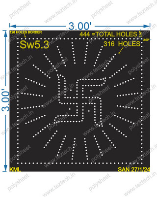 SW5.3 SWASTIK 3X3 FT 316 HOLES, WITH BORDER 128 HOLES, 444=TOTALHOLES