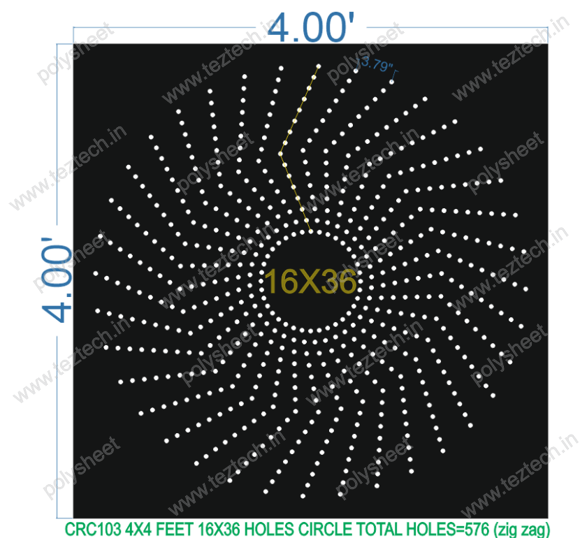 CRC103	4X4 FEET 16X36 HOLES CIRCLE TOTAL HOLES=576 (zig zag)