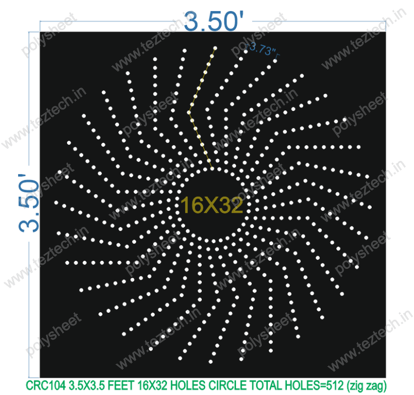 CRC104	3.5X3.5 FEET 16X32 HOLES CIRCLE TOTAL HOLES=512 (zig zag)