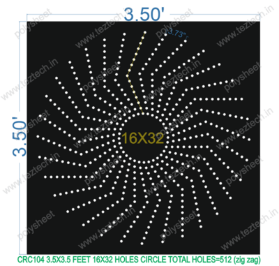 CRC104	3.5X3.5 FEET 16X32 HOLES CIRCLE TOTAL HOLES=512 (zig zag)