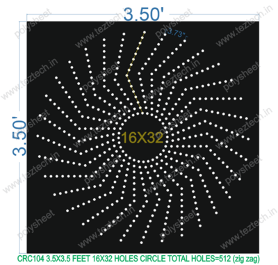 CRC104 3.5X3.5 FEET 16X32 HOLES CIRCLE TOTAL HOLES=512 (zig zag)