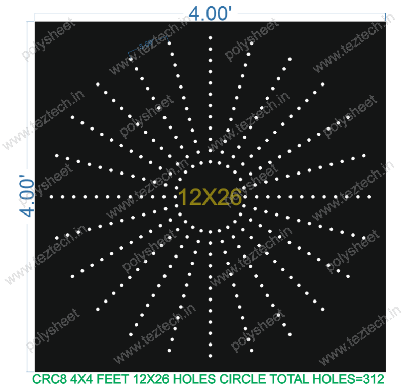 CRC8 4X4 FEET 12X26 HOLES CIRCLE TOTAL HOLES=312