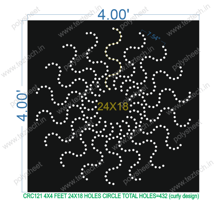 CRC121 4X4 FEET 24X18 HOLES CIRCLE TOTAL HOLES=432 (curly design)