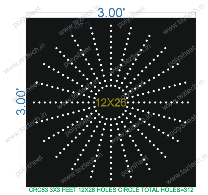 CRC83 3X3 FEET 12X26 HOLES CIRCLE TOTAL HOLES=312