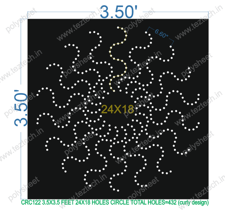 CRC93	4X4 FEET 20X15 HOLES CIRCLE TOTAL HOLES=300 (curly design)