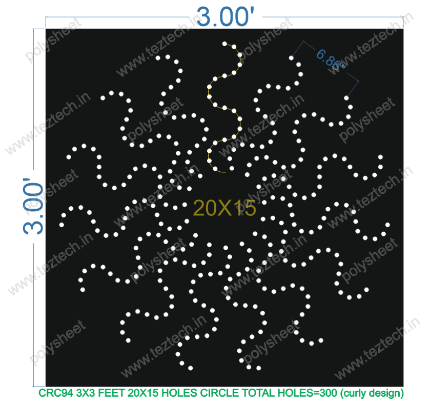 CRC94	3X3 FEET 20X15 HOLES CIRCLE TOTAL HOLES=300 (curly design)