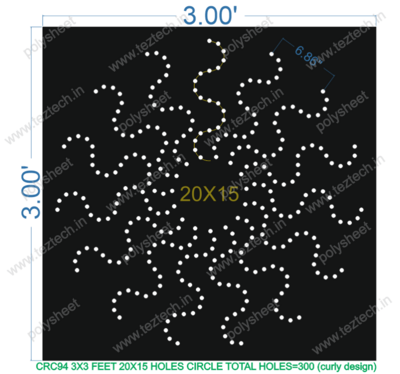 CRC94 3X3 FEET 20X15 HOLES CIRCLE TOTAL HOLES=300 (curly design)