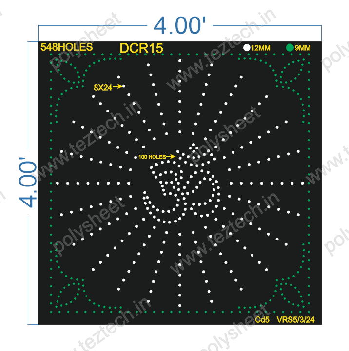 DCR15 DESIGNER CIRCLE 4X4 FEET TOTAL 548 HOLES  CR-8X24HOLES
