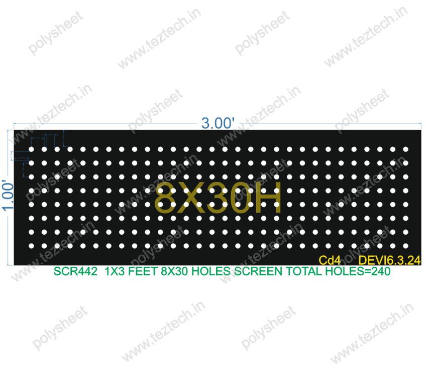 SCR442 1X3 FEET 8X30 HOLES SCREEN TOTAL HOLES=240