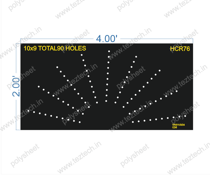 HCR76	2X4 FEET 10X9 HOLES HALF CIRCLE TOTAL HOLES=90