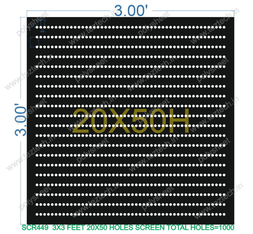 SCR449 3X3 FEET 20X50 HOLES SCREEN TOTAL HOLES=1000