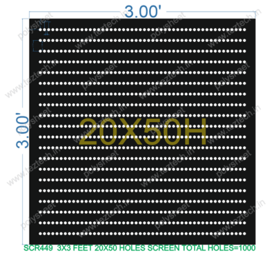 SCR449 3X3 FEET 20X50 HOLES SCREEN TOTAL HOLES=1000