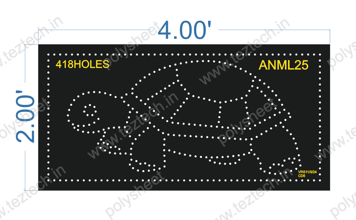 ANML25 TURTLE 2X4 FEET 418 HOLES