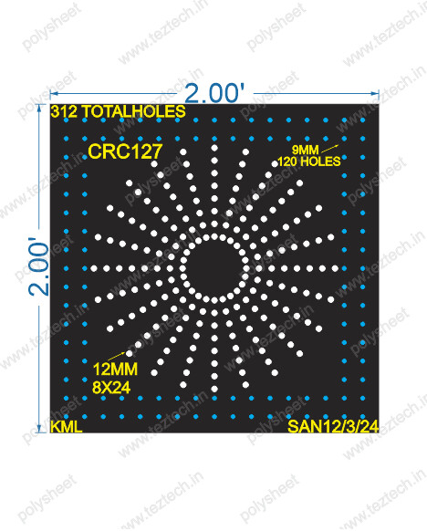 CRC127 2x2FEET 8X24 HOLES CIRCLE TOTAL HOLES=192  (BORDER 9MM 120 HOLES)