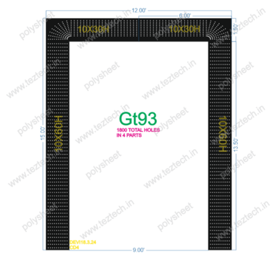 GT93 GATE IN 4PARTS (1.5X12FT 10X60H &amp; 1.5X13.5FT 10X60H) TOTAL1800 HOLES