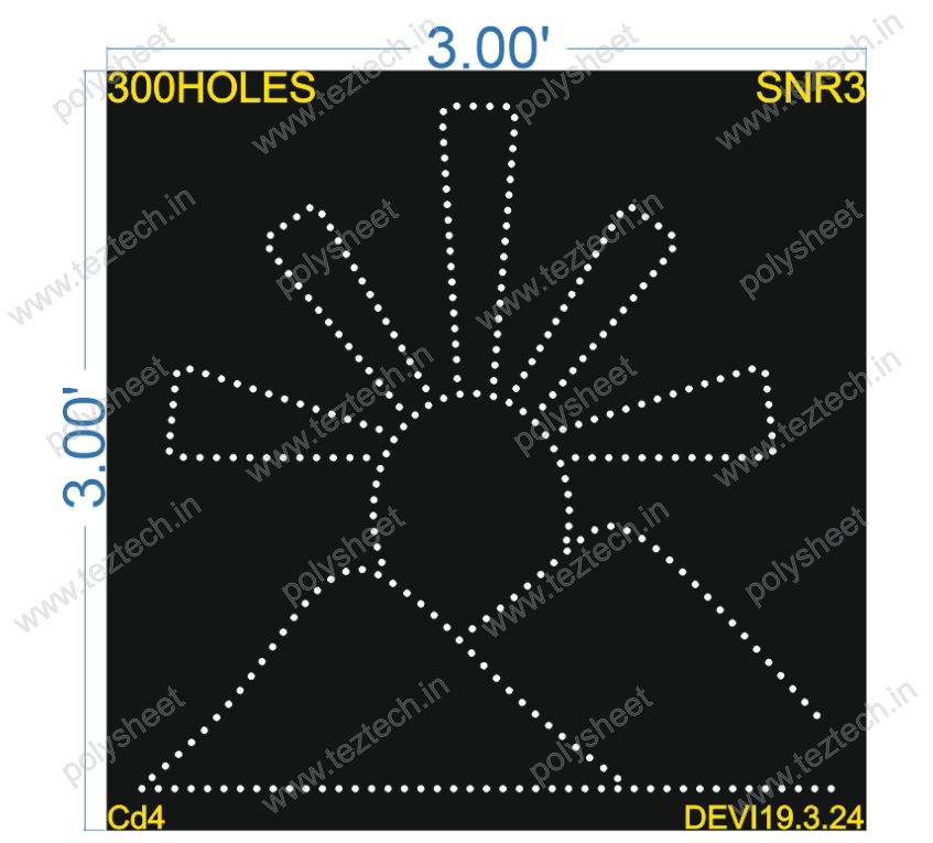 SNR3 SUN RAYS 3X3 FEET 300 HOLES