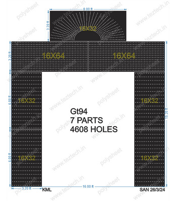 GT94 GATE IN 7PARTS (3.2X8FT 16X64H &amp; 3.2X6FT 16X32H) TOTAL 4608 HOLES