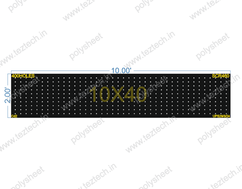 SCR460 2X10 FEET 10X40 HOLES SCREEN TOTAL HOLES=400