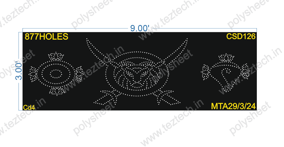 CSD126 CUSTOM DESIGN 3X9 FEET 877 HOLES