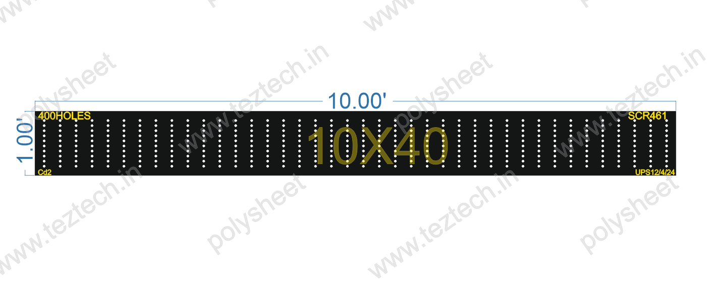 SCR461 1X10 FEET 10X40 HOLES SCREEN TOTAL HOLES=400
