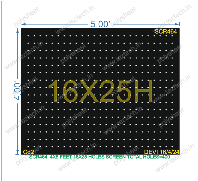 SCR464	4X5 FEET 16X25 HOLES SCREEN TOTAL HOLES=400