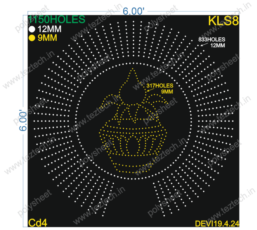 KLS8 KALASH WITH CHAKRY 6X6 FEET 1150 HOLES