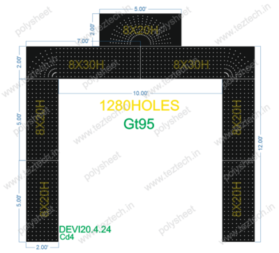 GT95 GATE IN 7PARTS (2X5FT 8X20H &amp; 2X7FT 8X30H) TOTAL 1280HOLES