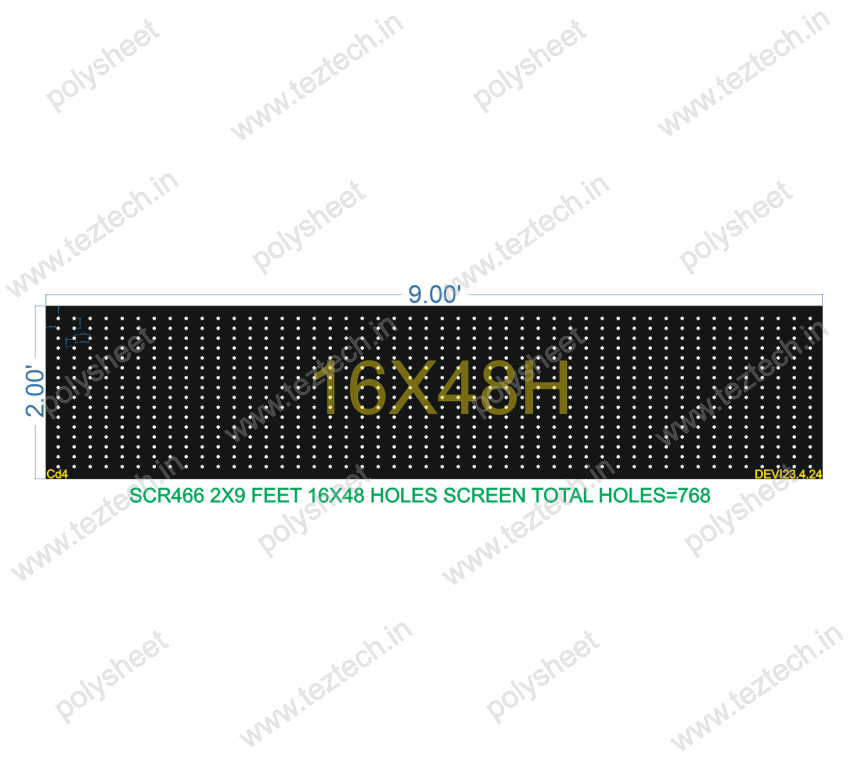 SCR466	2X9 FEET 16X48 HOLES SCREEN TOTAL HOLES=768